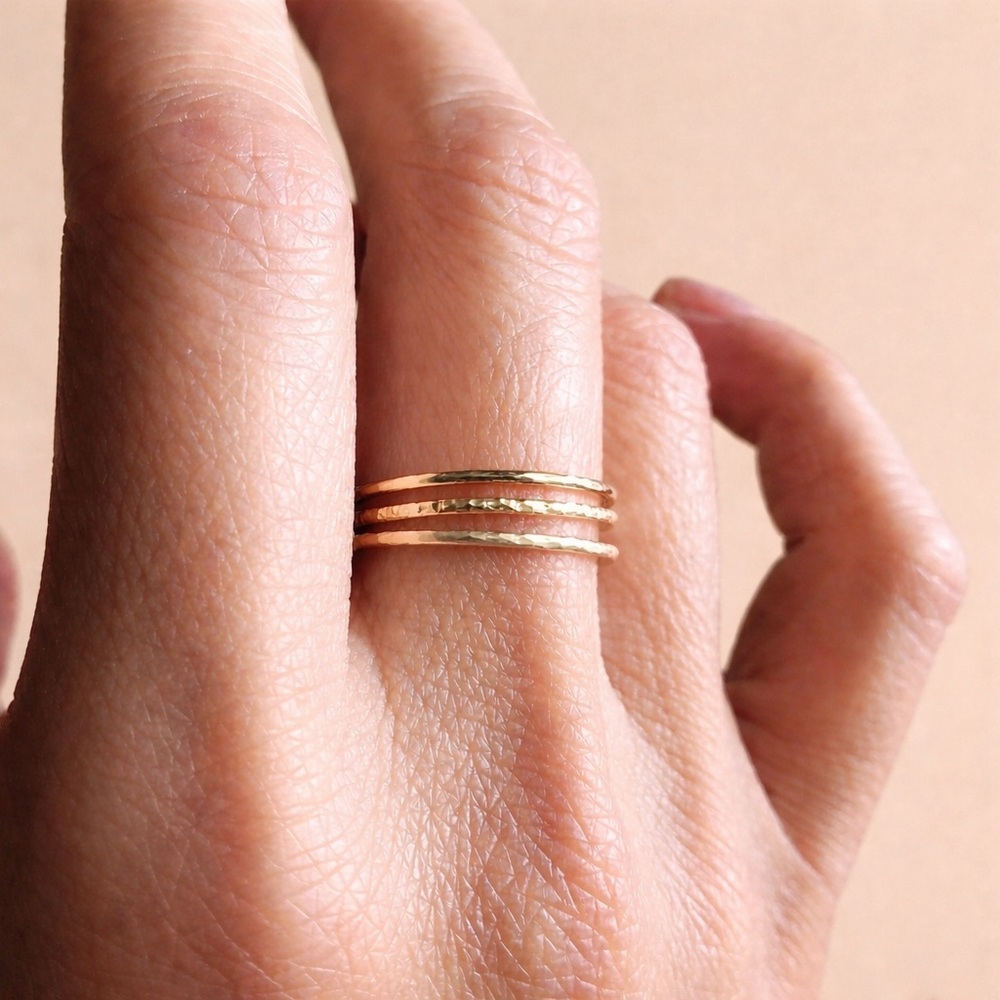 10k thin solid gold stacking rings (3)